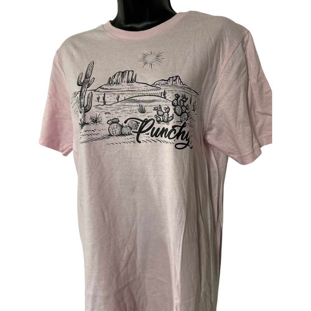Gildan Softstyle Pink Punchy Desert Cactus Graphic Tee Shirt‎ Womens Small NEW